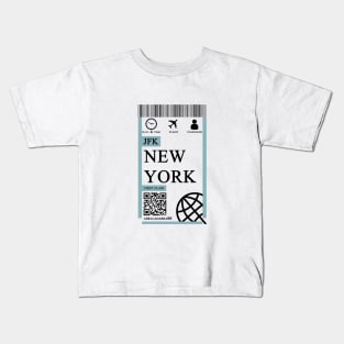 New York flight ticket boarding pass simple Kids T-Shirt